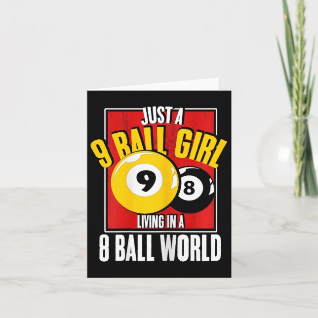 9 Ball Girl Living In 8 Ball World Snooker Pool Bi Card (Front)