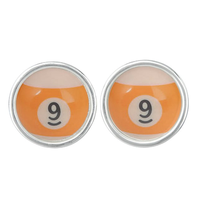 "9 Ball" pool ball design jewelry set Cufflinks (Front)