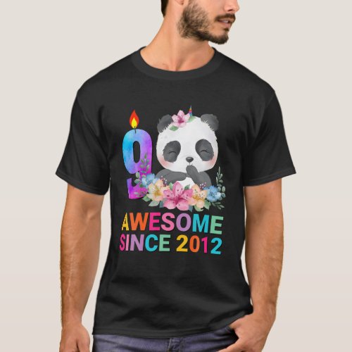 9 Birthday 9 Years Old Cute Panda Awesome Since 20 T_Shirt