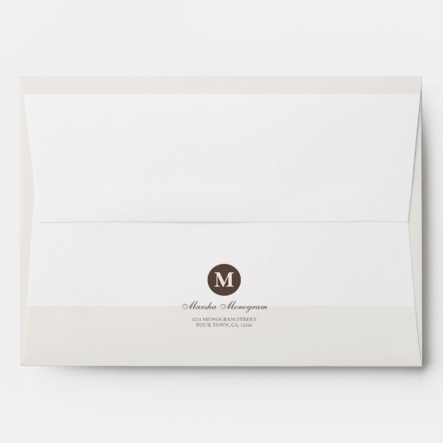 #9 - Brown & Cream Monogram (Brown inside) Envelope (Back (Top Flap))
