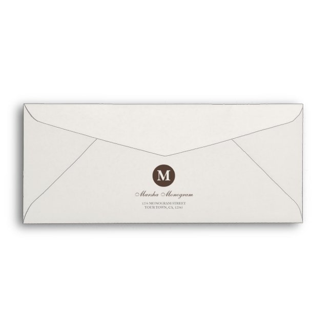 #9 - Brown & Cream Monogram (Brown inside) Envelope (Back (Top Flap))
