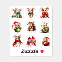 9 Christmas Mouse Custom-Cut Vinyl Sticker