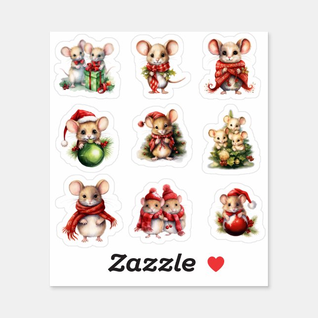 9 Christmas Mouse Custom-Cut Vinyl Sticker (Creator Uploaded)