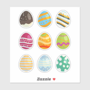 9 Colorful Easter Eggs Scrapbook Stickers