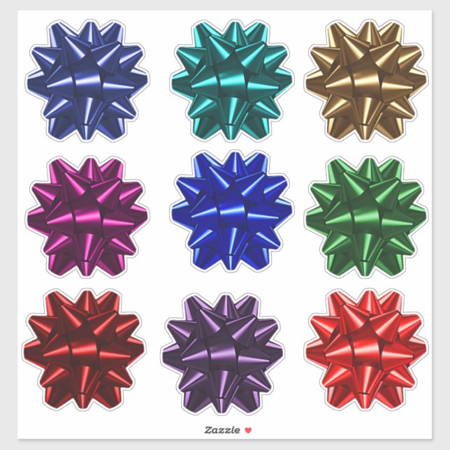 9 Crush Proof Gift Wrap Bows for Mailing Kiss Cut Sticker (Sheet)