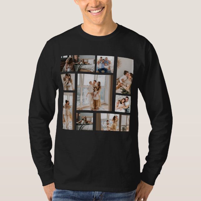 9 Custom Long Sleeve Photo Collage T-Shirts (Front)