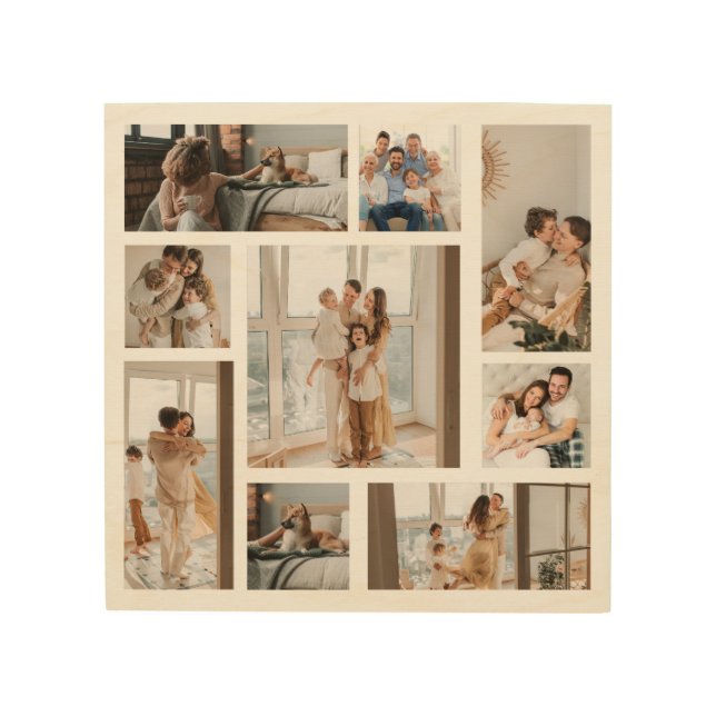 9 Custom Photo Collage Wood Wall Art (Front)