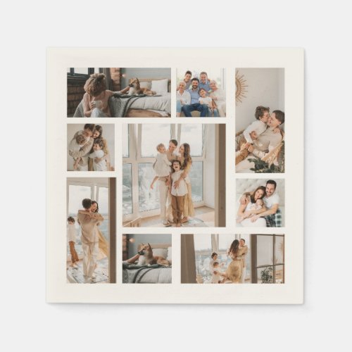 9 Custom Photo Collage Wood Wall Art Napkins