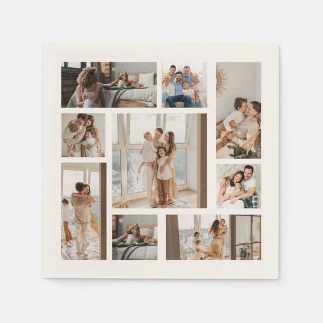9 Custom Photo Collage Wood Wall Art Napkins (Front)