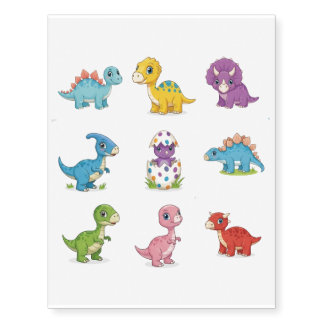 9 Cute Dino Kids Temporary Tattoos