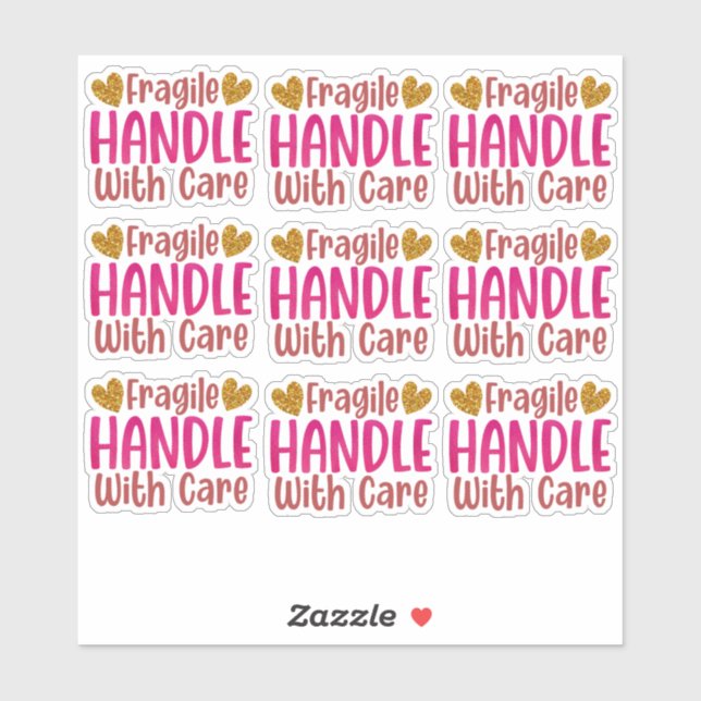 9 Cute Fragile Handle With Care Small Business Sticker (Sheet)