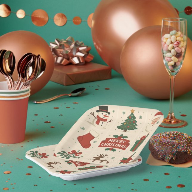 9 Cute Merry Christmas Images Paper Plates (Multi)