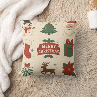 9 Cute Merry Christmas Images Throw Pillow