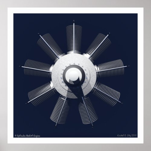 9 Cylinder Radial Engine Poster