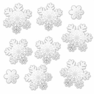 9 Different Sizes Silver Foil Snowflakes Vinyl Sticker