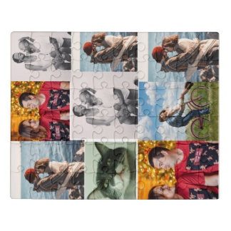 9 Family Photo Personalized Collage Jigsaw Puzzle