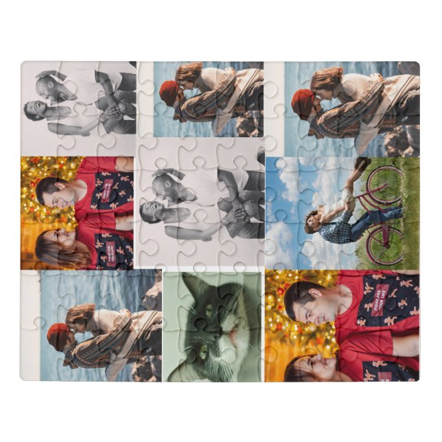 9 Family Photo Personalized Collage Jigsaw Puzzle (Puzzle Horizontal)