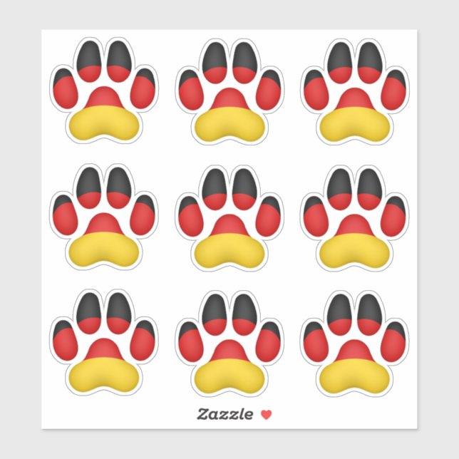 9 German Dog Paw Prints Sticker (Sheet)