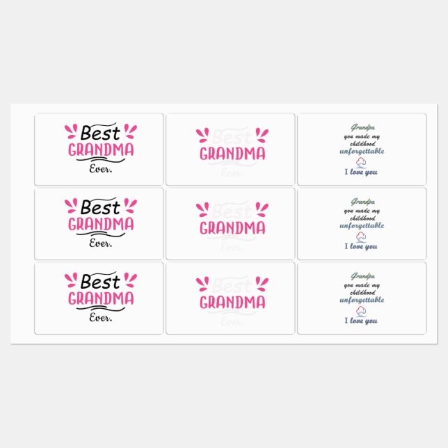 9 Grandpa and Grandma stickers/ Best Grandma ever/ Labels (Sheet)