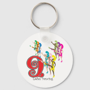 9 Ladies Dancing Keychain