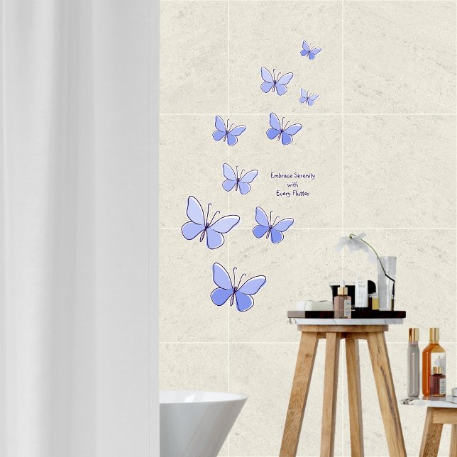 9 Light Blue Butterflies to Create a Flutter   Sticker (Light Blue Butterfly Vinyl Decal "Embrace Serenity with Every Flutter")