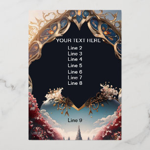 9 Lines of Customized Text Fairy Tale Wedding Foil Invitation