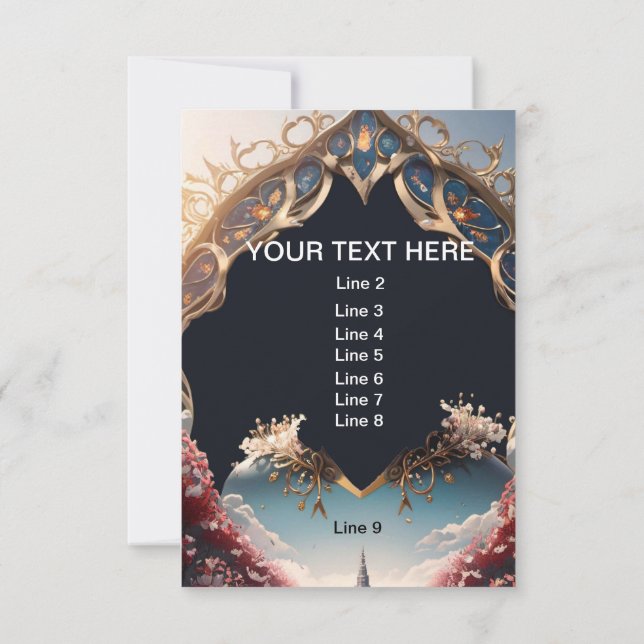 9 Lines of Customized Text Fairy Tale Wedding Invitation (Back)