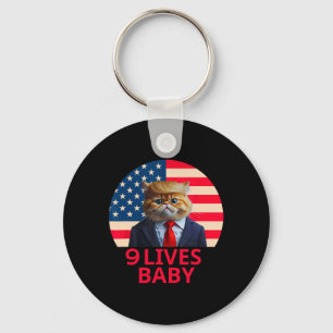 9 Lives By Cat Trump 2024 Win Victory Winner Trump Keychain
