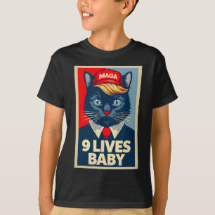 9 Lives Byby Cute Trump Cat Funny Trump 2024 Presi T-Shirt