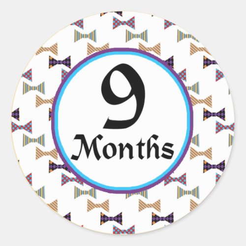 9 Months Bow Tie Milestone Classic Round Sticker