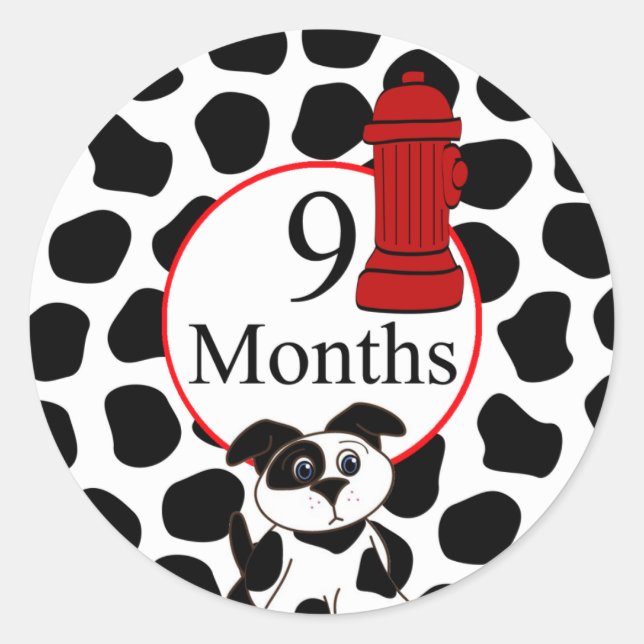 9 Months Firefighter Milestone Classic Round Sticker (Front)