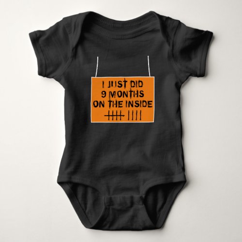 9 Months On The Inside Funny Jail Black And Orange Baby Bodysuit