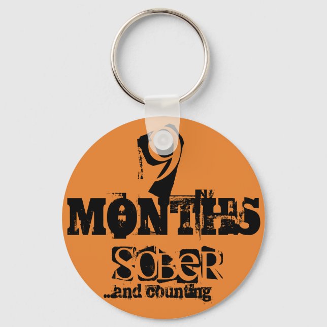 9 Months Sobriety Keychain (Front)
