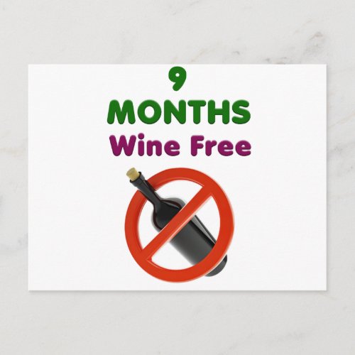 9 months wine free pregnant mom pregnancy gift announcement postcard