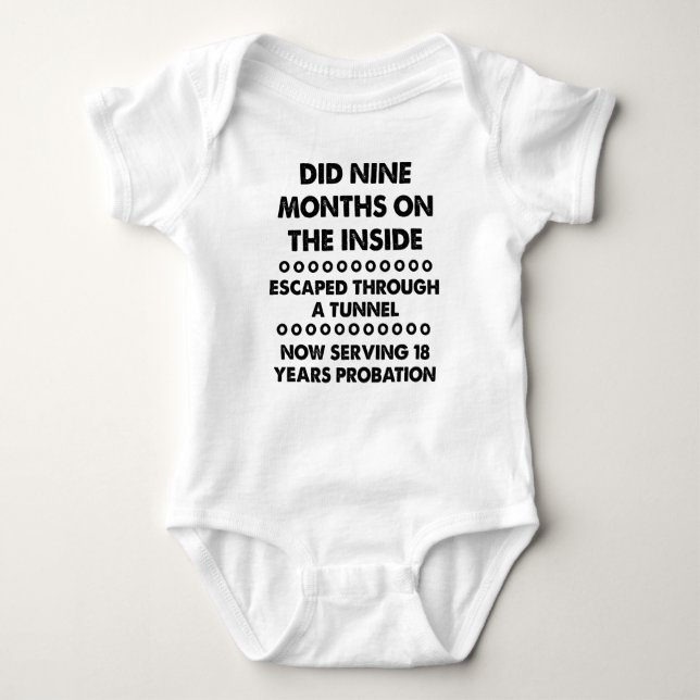 9 Nine Months On The Inside Escape Funny Romper (Front)