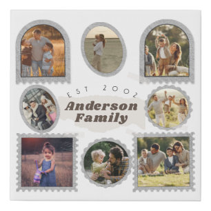 9 Nine Photo Modern Elegant Collage Family Love Faux Canvas Print