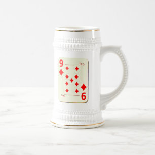 9 of Diamonds Playing Card Beer Stein