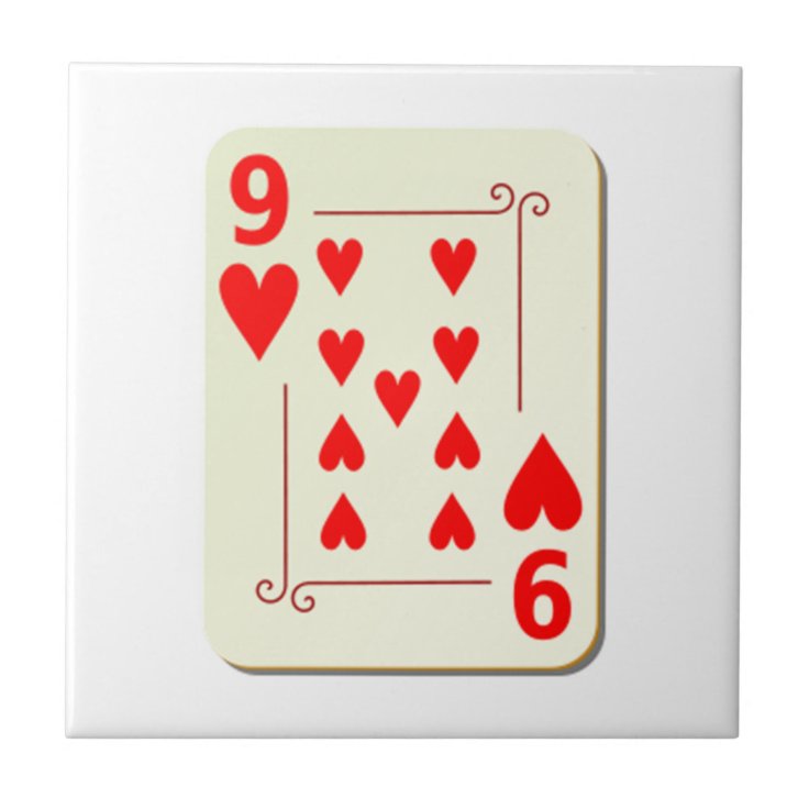 9 of Hearts Playing Card Ceramic Tile | Zazzle