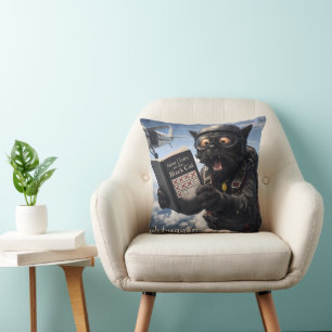 9/Oh bugger, funny skydiving black cat throw pillo Pillow