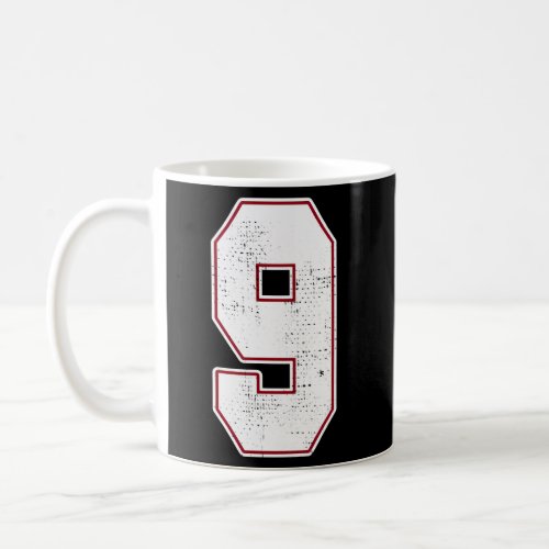 9 Outline Number 9 Varsity Fan Sports Team Black J Coffee Mug