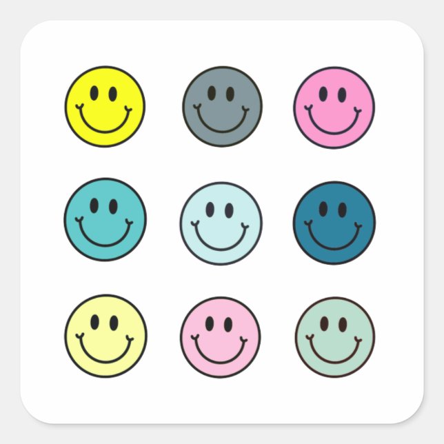 9-Pack Stickers Pastel Pink Blue Green 90s  (Front)