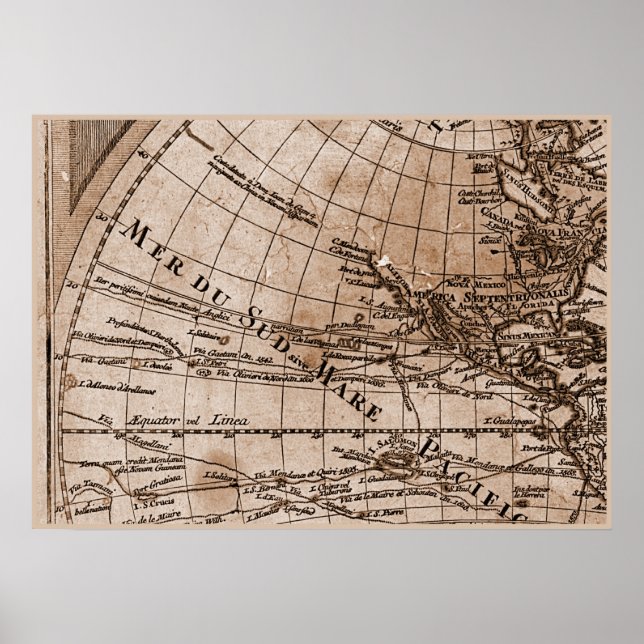 9 Panel Sepia Version de L'Isle World Map Frame 4 Poster (Front)