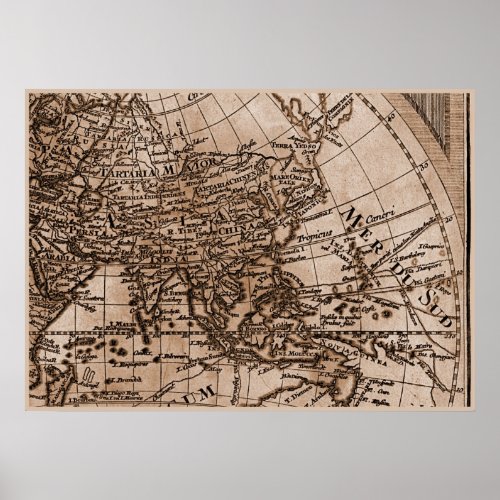 9 Panel Sepia Version de LIsle World Map Frame 6 Poster