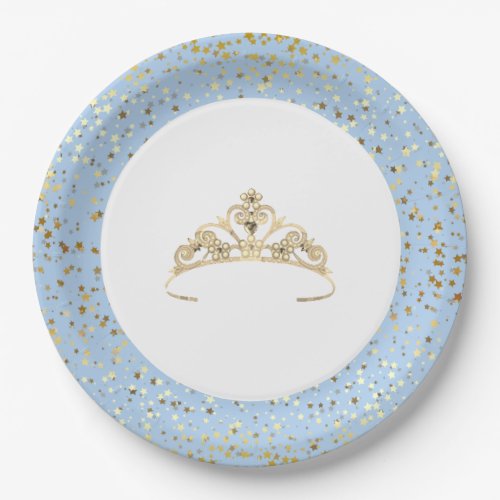 9 Paper Plates_Golden Stars Tiara_Blue Paper Plates