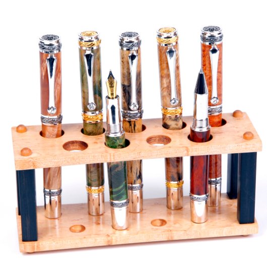 9 Pen Maple & Ebony Hardwood Office Display Stand (Front)