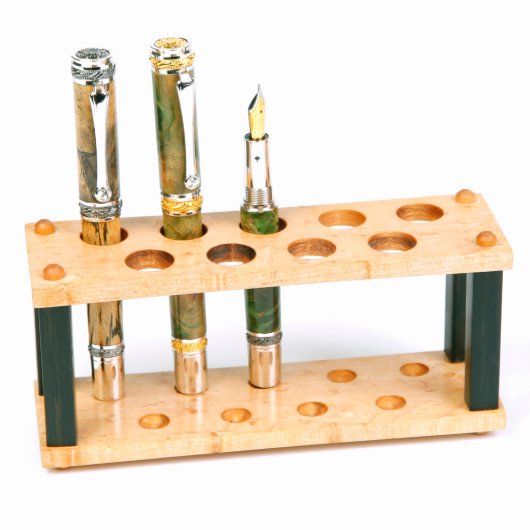 9 Pen Maple & Ebony Hardwood Office Display Stand (Front)