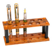 9 Pen Upright Bocote Exotic Hardwood Display Stand (Front)
