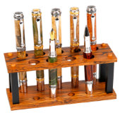 9 Pen Upright Bocote Exotic Hardwood Display Stand (Front)