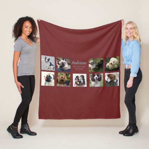9 PET Memorial Photo Collage Instagram Name Gift Fleece Blanket