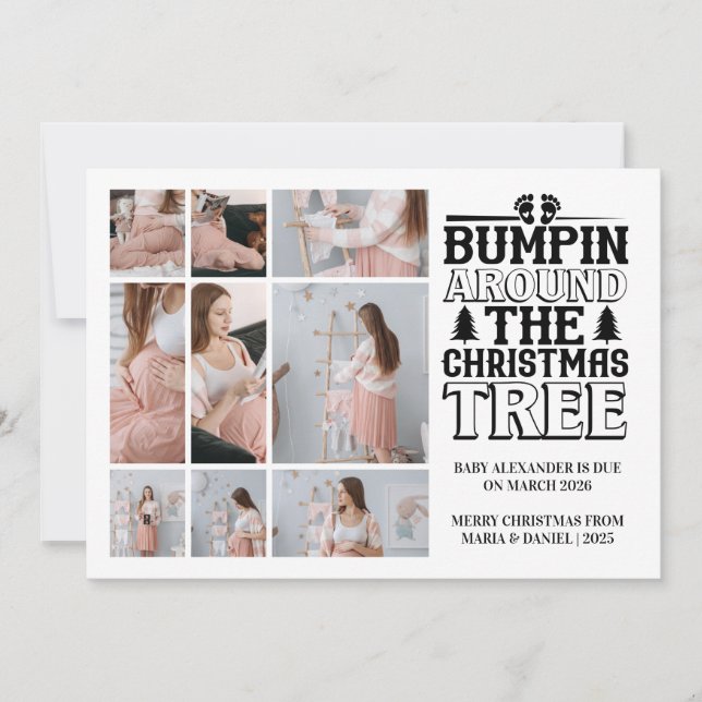 9 Photo Christmas Tree Pregnancy Announcement (Front)